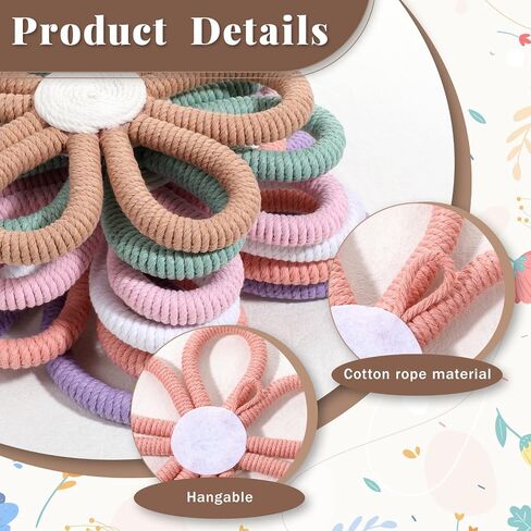 6 Pcs Flower Wall Decor, Boho Nursery Decor Daisy Flower 3 Size 6 Colors | 6 Pcs Flower Wall Decor, Boho Nursery Decor Daisy Flower Cotton Rope Macrame Floral Wall Hanging for Nursery, Bedroom Decor in Kuwait