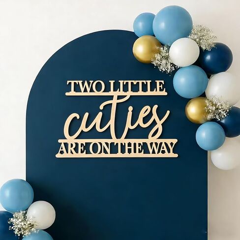 Two Little Cuties are on the way Sign for Backdrop,Wooden Citrus Orange Baby Shower Decoration for Baby Shower Party Gender Reveal Party Decoration in Kuwait