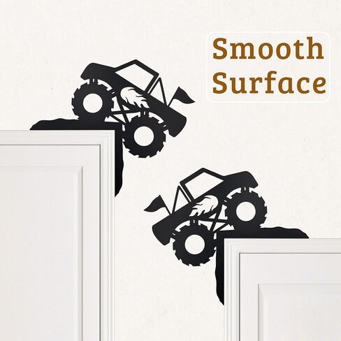 Monster Truck Wall Decor Metal Door Topper Boys Room Racing Accent Decor | Door Corner Display, Playroom Nursery & Gaming Room, Children, Room Makeover, Black, Powder-Coated Metal, Jam Fans Gift in Kuwait