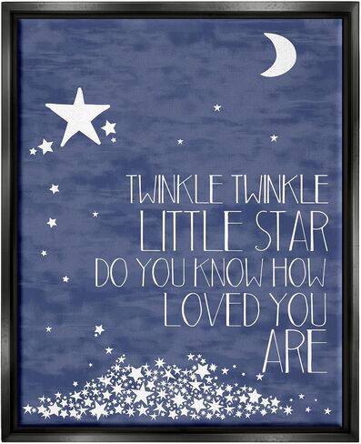 'Navy Textural Twinkle Little Star Typography'| Framed Giclee Art | Stupell Industries | White, 11 x 14 Inches, Easy to Hang and Sturdy, Made in USA, by Karen Zukowski (Finny And Zook) in Kuwait