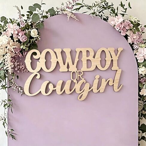 Cowboy or Cowgirl Sign for Backdrop,Wooden Boy or Girl Sign for Gender Reveal Baby Shower Party Decoration Western Themed Party Supplies in Kuwait