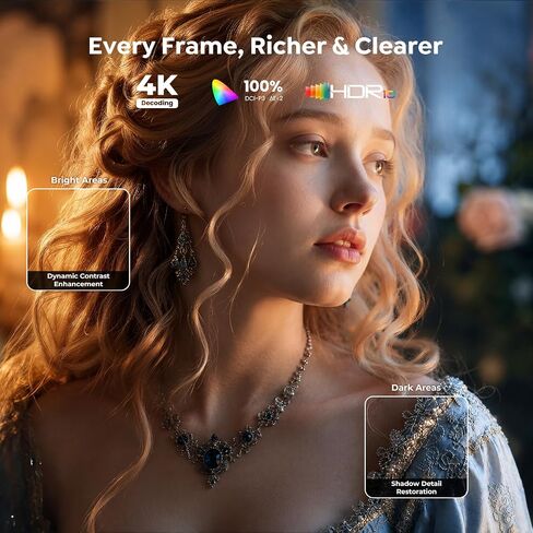 Outdoor-Projector-4K [VIDAA Live TV/40W Dolby/920 ISO] with WiFi6 and Bluetooth Compatible with Netflix, Smart Projector, AI Voice Control & Auto Focus, HDR10, Movie Proyector for Ceiling Home Theater in Saudi Arabia