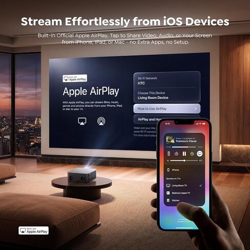Outdoor-Projector-4K [VIDAA Live TV/40W Dolby/920 ISO] with WiFi6 and Bluetooth Compatible with Netflix, Smart Projector, AI Voice Control & Auto Focus, HDR10, Movie Proyector for Ceiling Home Theater in Saudi Arabia