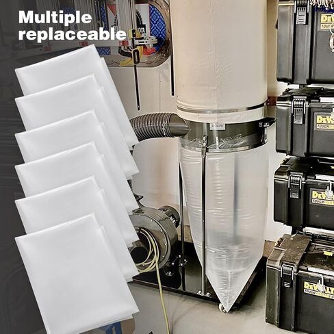6 Pcs dust collector bags 3.5mil 19.5" diameter (31" width x 40" length) | Dust Collection Bag for Harbor Freight Central Machinery Dust Collector, Transparent and Heavy-Duty in Kuwait