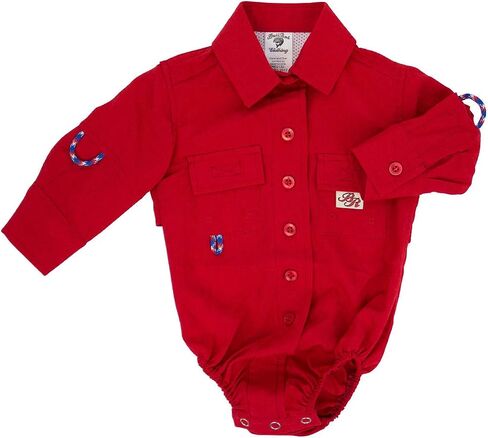 BullRed Baby Boys Red PFG Vented Fishing Shirt Button Up One Piece Snaps, 18m in Kuwait