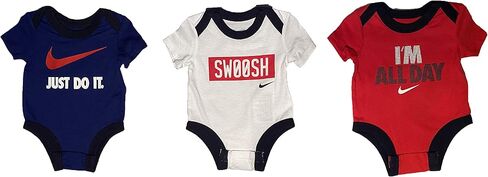 Nike Infant Baby Bodysuit 3 Pack (White(5NA924-000)/Red, 3 Months) in Kuwait