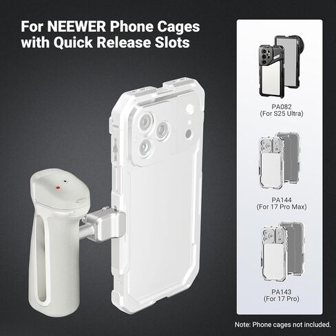 NEEWER Quick Release Bluetooth Side Handle with Cold Shoe & 360° Rotation, Compatible with Blackmagic Camera App for Focus Zoom iPhone 17 Pro Max 16 S25 Ultra Phone Cage Accessories, PA148E (Silver) in Kuwait