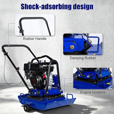 BILT HARD Plate Compactor with GX160 Engine, 5.5 HP 163cc, 5400 VPM, 4500 lbs Compaction Force Vibratory Compaction Tamper with Wheel Kit for Soil, Gravel, Asphalt, Pavers and Landscaping in Kuwait