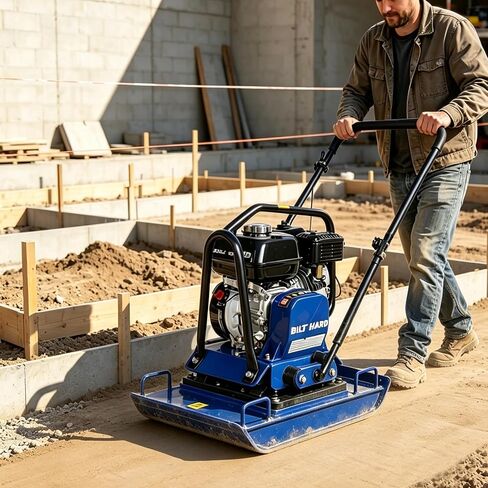BILT HARD Plate Compactor with GX160 Engine, 5.5 HP 163cc, 5400 VPM, 4500 lbs Compaction Force Vibratory Compaction Tamper with Wheel Kit for Soil, Gravel, Asphalt, Pavers and Landscaping in Kuwait