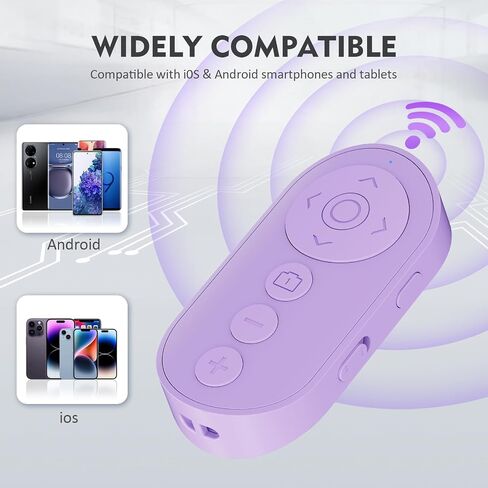 Remote Control for TikTok,Wireless Remote Camera Control Shutter with Zoom for iPhone, Front Rear Camera Switch,Page Turner for E-Book APP, Phone Remote, Scrolling Ring for TIK Tok (Black/Purple) in Kuwait