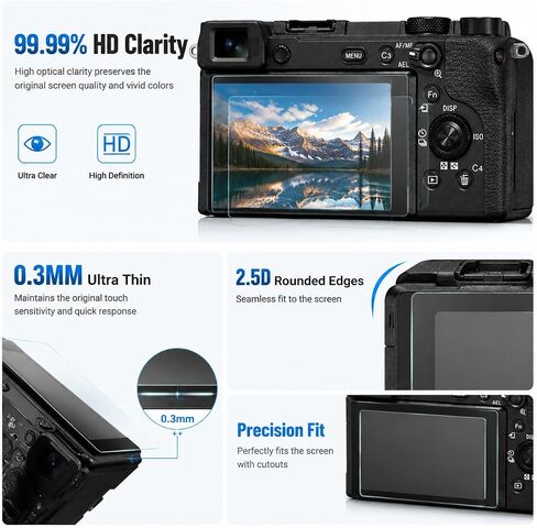 Screen Protector For Sony Alpha A6700 6700 Camera [3Pcs] 9H Hardness | Clear 9H Tempered Glass A6700 Screen Protector. Slim 0.3mm Touch Response, Includes 3-pack and Storage Case in Kuwait