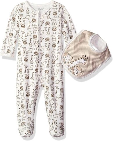 Little Me Clothes for Baby Girls 100% Cotton Scratch Free Tag 2-Piece Zipper Closure Footie and Headband Set, Baby Essentials in Kuwait