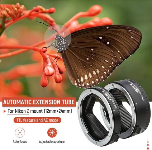VILTROX DG-Z Auto Focus AF Macro Extension Tube Ring Set 12mm,24mm for Nikon Z-Mount Mirrorless Camera Zfc Z5 Z50 Z6 Z6II Z7 Z7II for Macro Photography in Kuwait