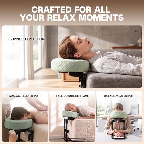 Massage Headrest for Bed, Easy-Install Adjustable Household Massage Face Cradle, Portable Mattress Support Kit, Face Down Pillow for Massage Bed, Home Spa & Recovery, Green in Kuwait