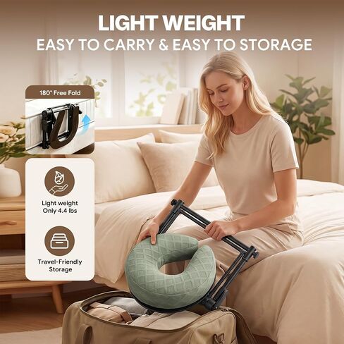 Massage Headrest for Bed, Easy-Install Adjustable Household Massage Face Cradle, Portable Mattress Support Kit, Face Down Pillow for Massage Bed, Home Spa & Recovery, Green in Kuwait