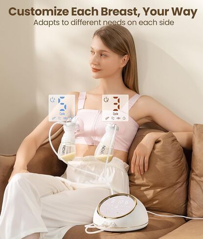 NCVI Electric Breast Pump, 5200mAh Hospital-Grade Suction, 4 Modes 9 Levels | Micro-Vibration Breast Pump, Separate Suction Control for Two Breasts, Portable Breast Pump with Long-Lasting Battery in Saudi Arabia