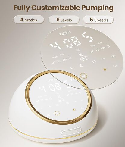NCVI Electric Breast Pump, 5200mAh Hospital-Grade Suction, 4 Modes 9 Levels | Micro-Vibration Breast Pump, Separate Suction Control for Two Breasts, Portable Breast Pump with Long-Lasting Battery in Kuwait
