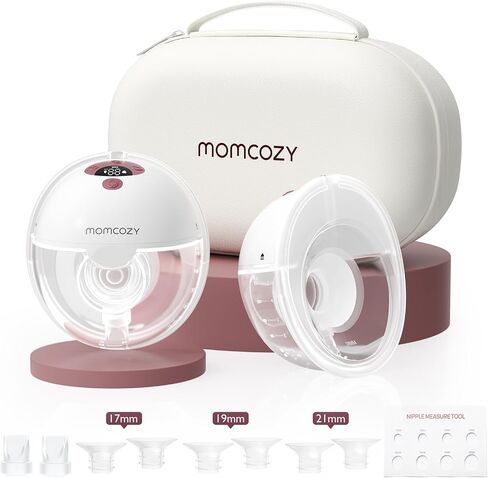 Momcozy M5 Hands-Free Wearable Breast Pump, Double-Sealed Flange for Baby-Like Comfort, 3 Modes & 9 Suction Levels, Portable Electric Pump – 24mm, 2-Pack Cozy Red in Kuwait