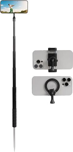 Ground Golf Monopod and Tripod Phone Holder Stand with Spike Stake, 46" Extendable Selfie Stick & Universal 1/4" Screw - Record Stable Hands-Free Golf Swing Videos for magsafe and All Smartphones in Kuwait