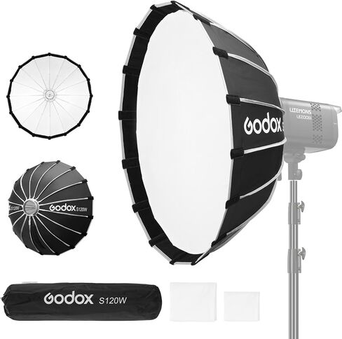 Godox Softbox 105cm/41.3" White Inner Godox S105W Bowens Mount Softbox with Diffuser & Carry Case Quick-Setup Durable Softbox, Compact for Photography Shooting/Continous Light/Strobe Flash/Portrait in Kuwait