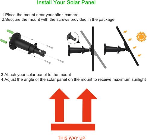 iTODOS 3 Pack 7W Solar Panel Compatible with Blink Outdoor 4 (4th Gen)/ (3rd Gen) XT3 and Blink XT/XT2 Camera,11.8Ft Outdoor Power Cable and Adjustable Mount in Kuwait