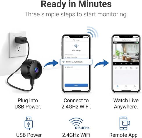 Mini Hidden Cameras 4 Pack, 1080P HD WiFi Security Camera for Home Indoor Outdoor, Spy Cam with 150° Wide Angle, Remote Viewing for Baby Pet Nanny Surveillance(Video Only) in Kuwait