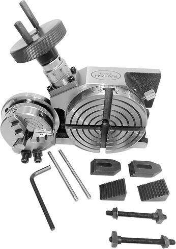 100mm (4") Rotary Table for Milling Machine – Dual Mount with 65mm S.Centering Chuck, Back Plate, T-Nuts & 4 T-Slots – Precision Tool for Metalworking and Woodworking in Kuwait