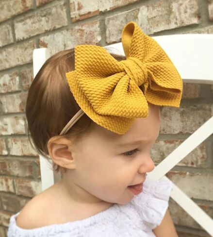 Baby Girl's 5 Inches Soft Double Bow-knot Nylon Headband Toddler Headdress for Photography Party Festivals (Red1) in Kuwait
