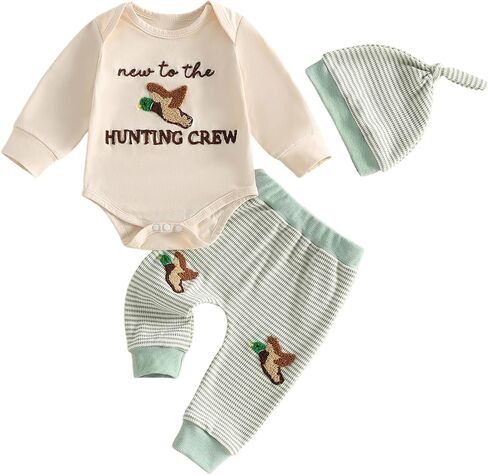 Bagilaanoe Newborn Baby Boy Outfit Long Sleeve Romper Pants Hat in Kuwait