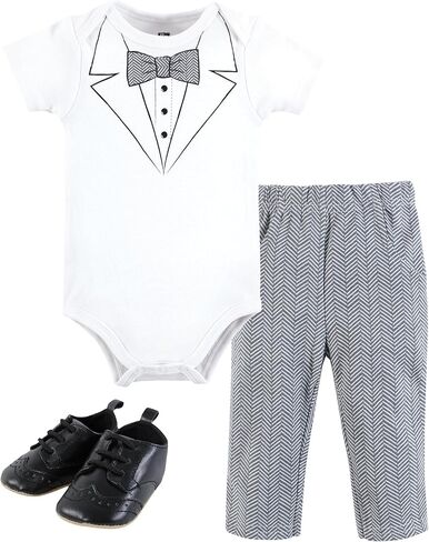 Hudson Baby Unisex Baby Cotton Bodysuit, Pant and Shoe Set in Kuwait