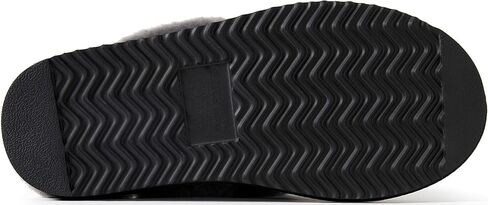 Dearfoams Women's Fireside Sydney Shearling Indoor/Outdoor Scuff Slipper with Wide Widths, Black/Grey Fur, 8 in Kuwait