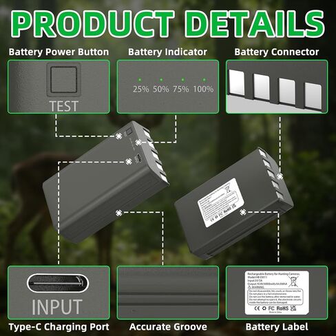 2 Pack 6000mAh Upgraded Battery for Stealth Cam Fusion, Deceptor, Connect Max, Flashback Hunting Cellular Trail Camera Rechargeable Lithium Battery Cartridge Replacement, with USB Charging in Saudi Arabia