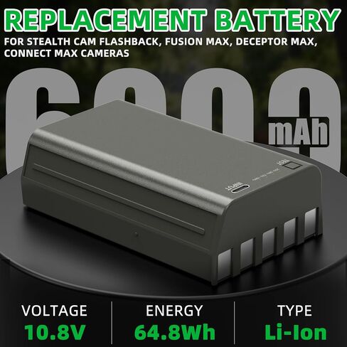 2 Pack 6000mAh Upgraded Battery for Stealth Cam Fusion, Deceptor, Connect Max, Flashback Hunting Cellular Trail Camera Rechargeable Lithium Battery Cartridge Replacement, with USB Charging in Saudi Arabia