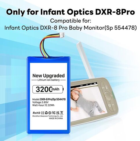 SHENMZ 3200mAh Replacement Battery for Infant Optics DXR-8 PRO and PRO SS | SP 554478 Baby Monitor Battery, (Note: Not Compatible with DXR-8) in Kuwait