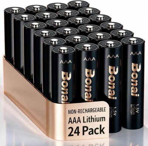 BONAI 24-Pack AAA Lithium Batteries, Constant 1.5V for Smart Home, Office & Professional Gear, 10-Year Shelf Life, Leak-Resistant Reliable Backup Cells | 1.5V, 10-year shelf life, leak-resistant, all-weather, perfectly fits for smart door locks and trail  in Kuwait