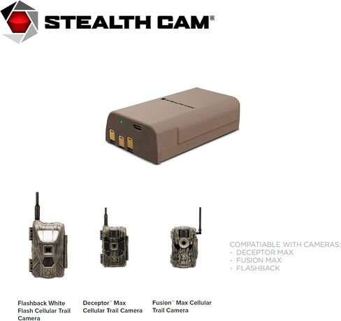 Stealth CAM FieldMax MAX-PAK Rechargeable 12-Volt/5000 mAh Lithium Battery Cartridge, Compatible w/Stealth Cam Hunting Cellular Trail Cameras, USB Charging Cable Included | 12V 5000mah Lithium Rechargeable Cartridge for Stealth Cam Trail Cameras, USB Char in Kuwait