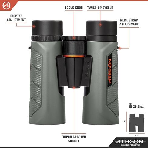 Athlon Optics 8x42 Talos G2 HD Binoculars with Eye Relief for Adults and Kids, High-Powered Binoculars for Hunting, Birdwatching, and More in Kuwait