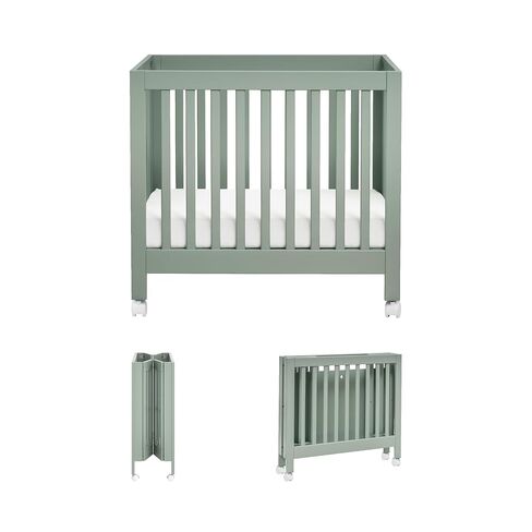 Babyletto Origami Mini Portable Crib, GREENGUARD Certified, Honey | 3-in-1 Convertible Folding Crib With Removable Wheels - 2 Adjustable Mattress Heights - Conversion Kit Sold Separately in Kuwait