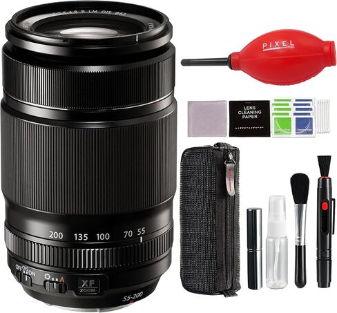 Fujifilm XF 55-200mm f/3.5-4.8 R LM OIS Lens (Black) Bundle with Additional Accessories | Fuji XF 55-200mm in Kuwait