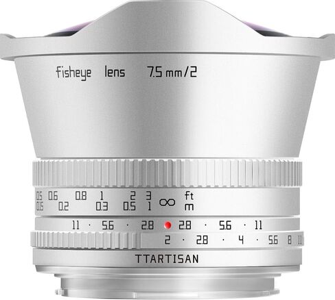 TTArtisan 7.5mm F2.0 APS-C Fisheye Lens, Ultra-Wide-Angle Large Aperture Camera Lens Compatible with RF Mount Cameras R7 R10 R50 R100 EOS-R RP R5 R5C R6 R6ii R3 R8 (Silver) in Kuwait
