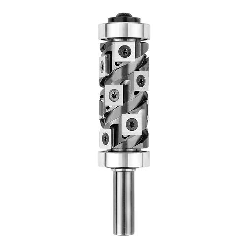 SpeTool Carbide Insert Spiral Flush Trim Router Bit 1/2 Inch Shank, 7PCS Replaceable Carbide Inserts, Top and Bottom Double Bearing Pattern Template Router Bit for Woodwork Trimming in Kuwait