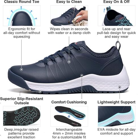 HISEA Women's Waterproof Lace-Up Walking Shoes Outdoor Trail Sneakers | Non-Slip TPU Hiking Shoes for All-Day Comfort, Breathable Neoprene Work Shoe, Lightweight Rain Boots for Walking Garden Yard in Kuwait