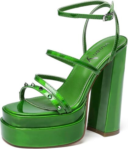 vivianly Open Toe Platform Heels Spikes Ankle Strap Sandals Block High Heels for Women in Kuwait