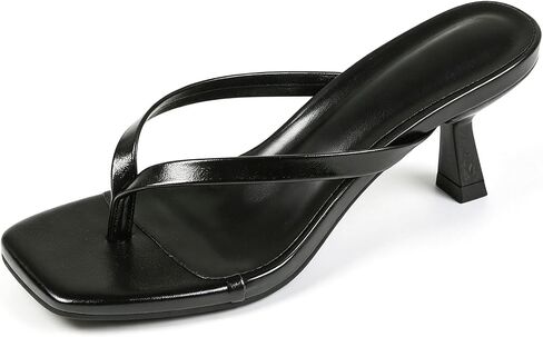 Women'S Kitten Heel Flip Flops Comfortable Square Open Toe Slip On Low Heel Summer Slide Sandals For Dress Beach Travel Party Thong Heeled Sandals in Kuwait