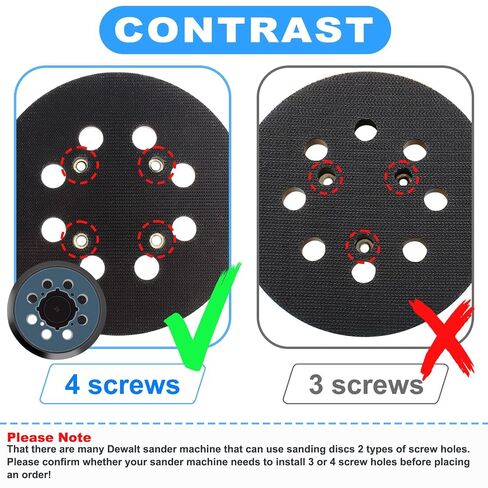 for Dewalt Orbital Sander Replacement Pad: 5 Inch 8 Hole Hook & Loop Pad for Dewalt Orbital Sander DWE6423, DWE6421, DCW210B, N329079 Model 4 Screw Holes 2-Pack in Kuwait
