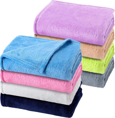 Reginary 8 Pcs Fuzzy Baby Blankets Bulk 30" x 40" Toddler Nursery Daycare Nap Warm Soft Plush Fluffy Newborn Receiving Essential Infant Boy Girl Gifts Swaddling Cozy Kid Cot Crib Stroller(Classic) in Kuwait