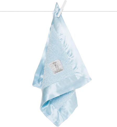 Little Giraffe Baby Blanket - Blanky - Soft Blanket with Satin Trim - Baby Stroller Blanket - Newborn Baby Essentials & Baby Gifts - 17 x 17 - Blue in Kuwait