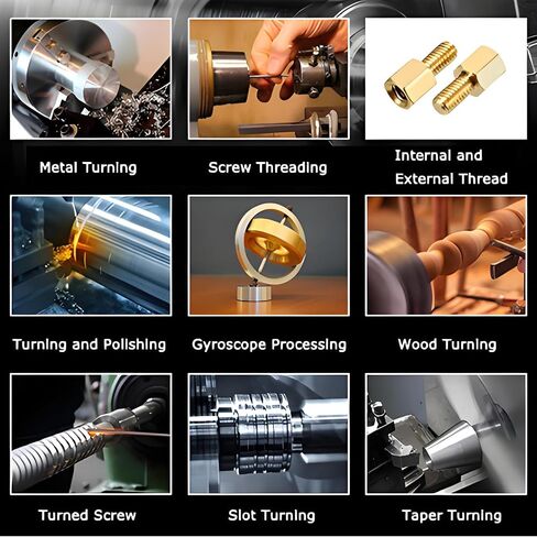 Metal Bench Lathe Benchtop Inch thread Mini Metal Lathe Variable Speed 8"*39" for Woodworking Metalworking 4-Way Tool Post, 50-2500rmp Three-Jaw Chuck 110V 1100W in Kuwait