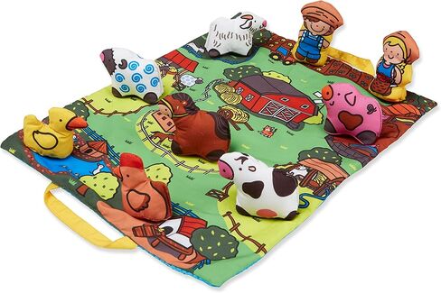 Melissa & Doug Take-Along Farm Baby and Toddler Play Mat (19.25 x 14.5 inches) With 9 Animals - Folds To Be Convenient Storage Bag for Travel in Kuwait