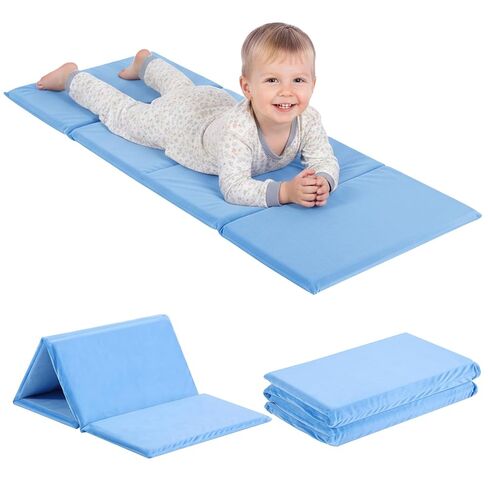 Kids Nap Mat, Foldable Play Mat, Fleece Fabric Sleeping Pad, Folding Kinder Mat Portable Bed for Daycare and Kindergarten, 1 Piece, Pink in Saudi Arabia